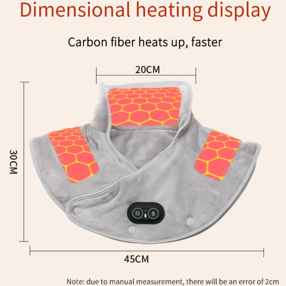 Electric Heating Shoulder Neck Pad Massager Three Gear Hot Compress Cervical Shawl Warmer USB for Shoulder Neck Back Relax Brace