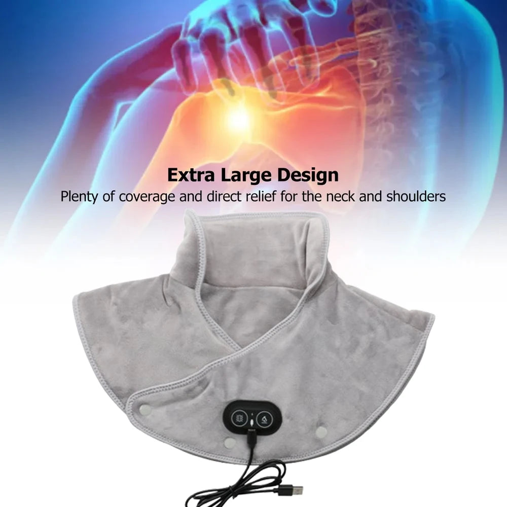 Electric Heating Shoulder Neck Pad Massager Three Gear Hot Compress Cervical Shawl Warmer USB for Shoulder Neck Back Relax Brace